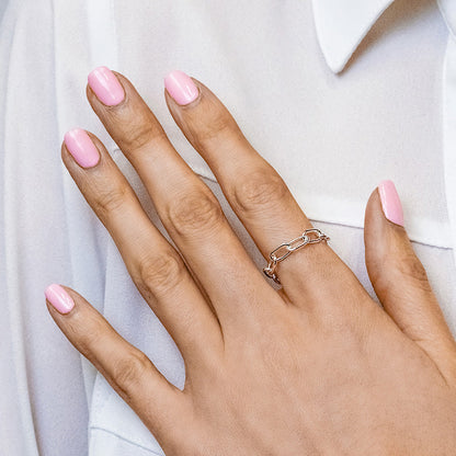 Leichter, länglicher Kabelkettenring aus Sterlingsilber