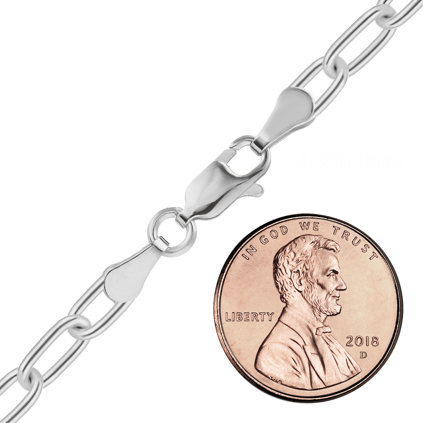 Leichte, längliche Kabelkette aus Sterlingsilber