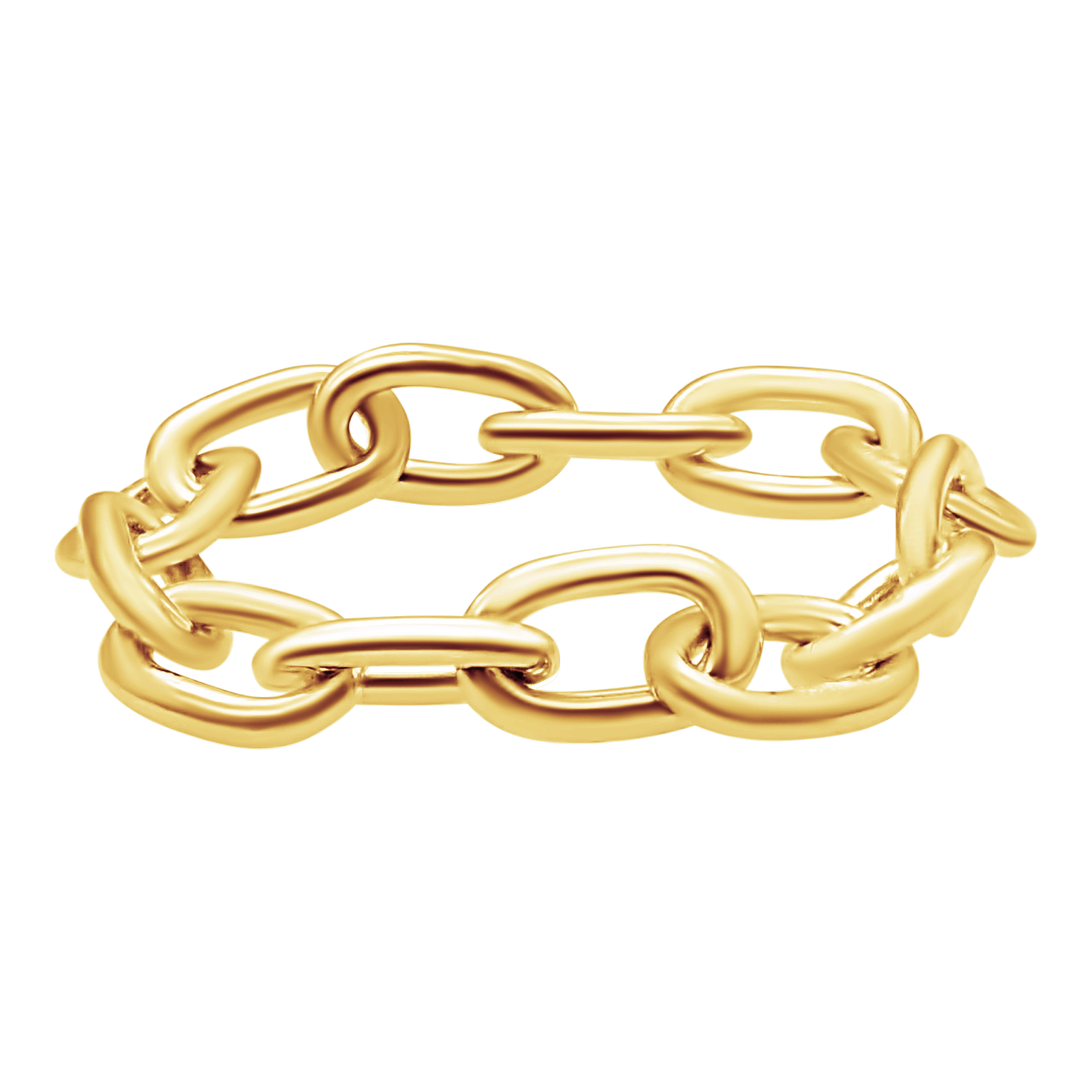 Länglicher, halbmassiver Kabelkettenring aus 14-karätigem Gelbgold