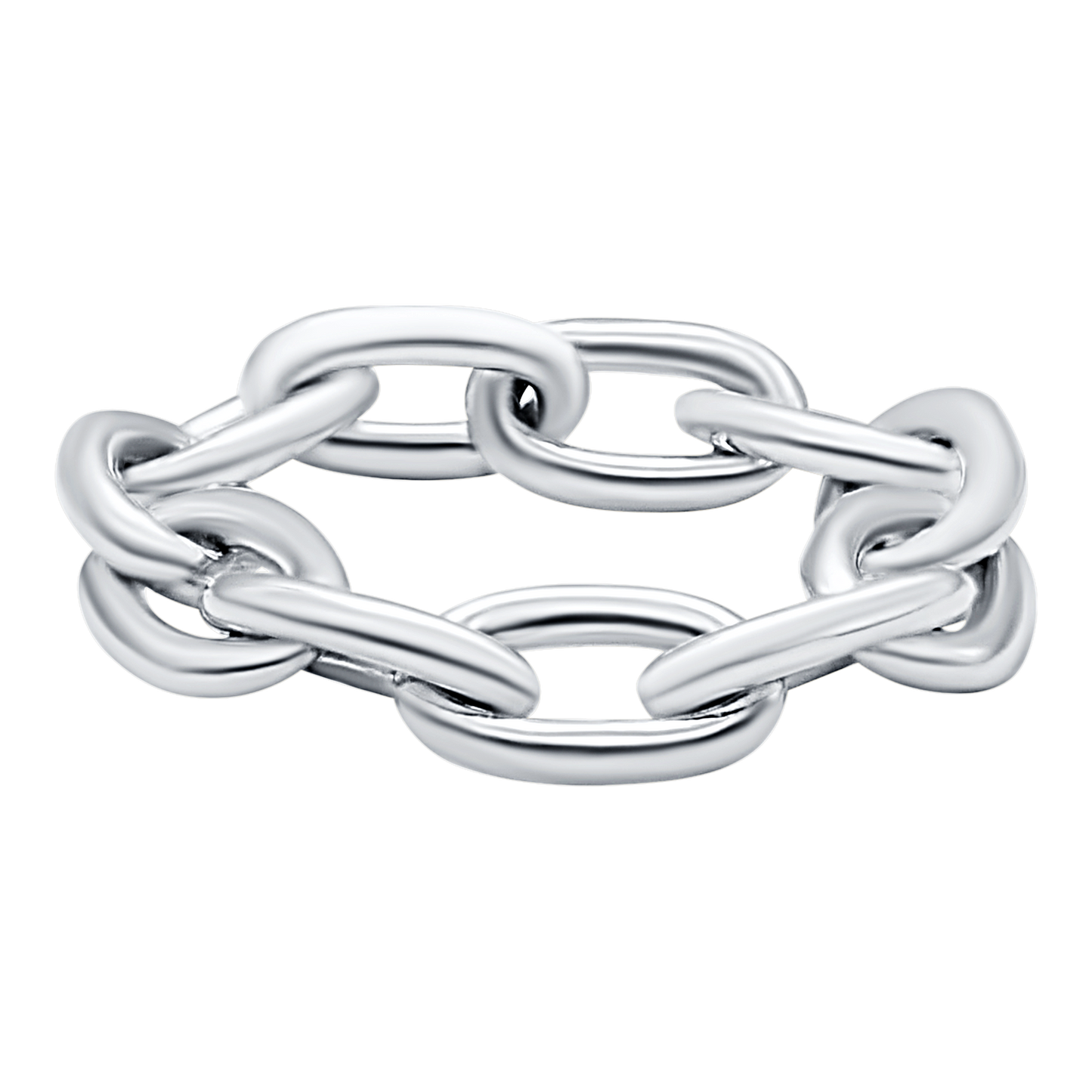 Leichter, länglicher Kabelkettenring aus Sterlingsilber