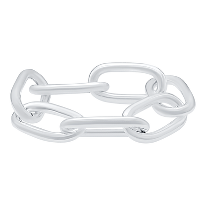 Leichter, länglicher Kabelkettenring aus Sterlingsilber