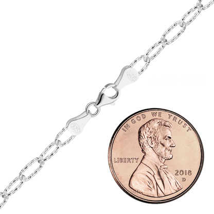 Längliche, strukturierte Kabelkette aus Sterlingsilber