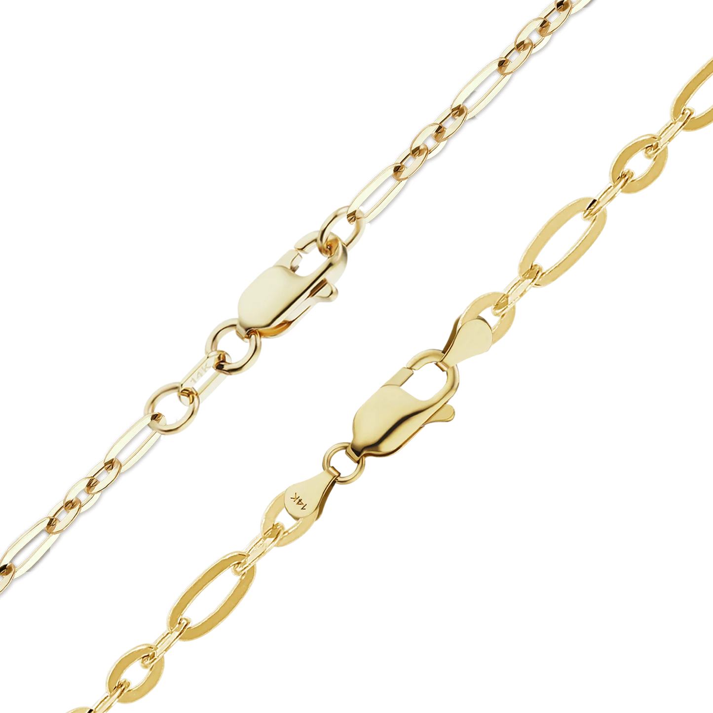 Figaro-Armband mit Diamantschliff aus 14-karätigem Gelbgold