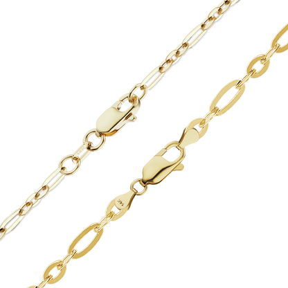 Figaro-Armband mit Diamantschliff aus 14-karätigem Gelbgold