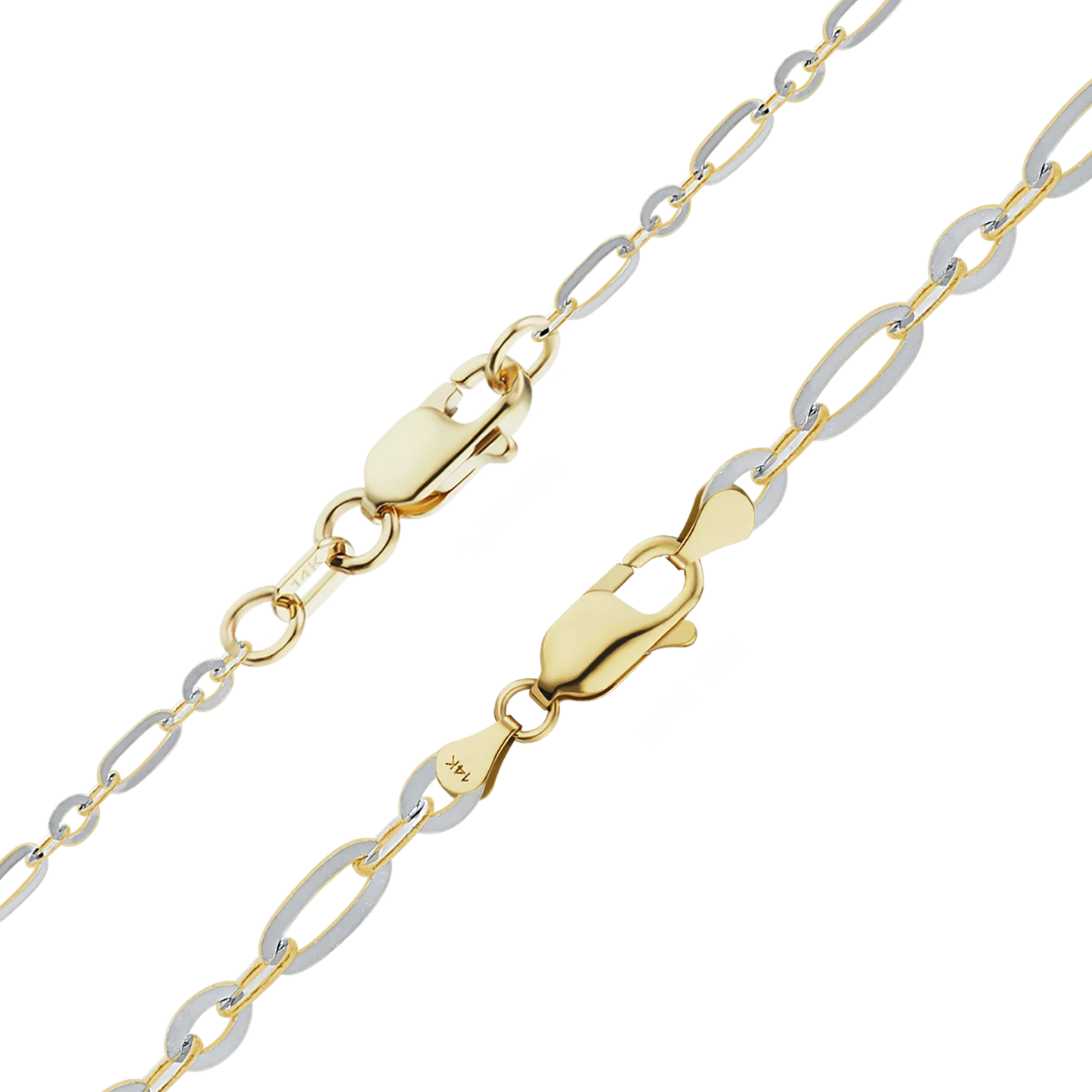 Figaro-Armband mit Diamantschliff in 14-karätigem Bicolor-Gold