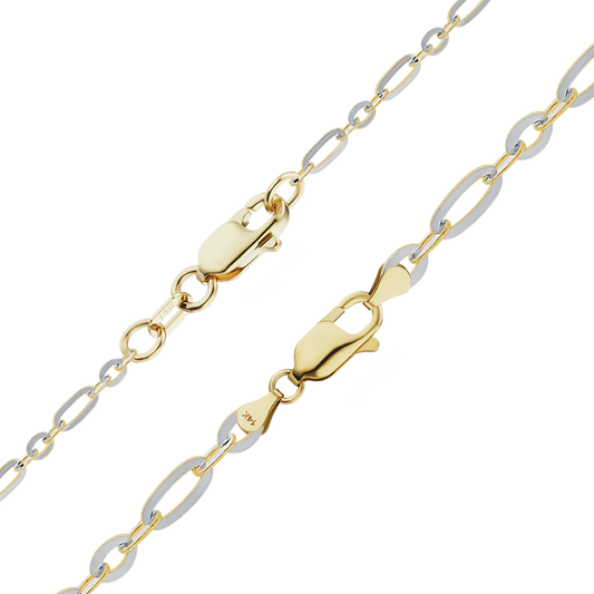 Figaro-Armband mit Diamantschliff in 14-karätigem Bicolor-Gold