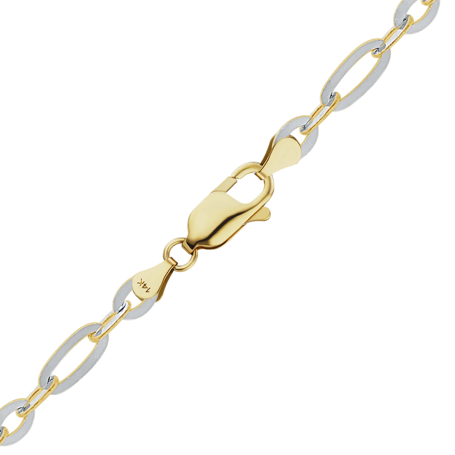 Figaro-Armband mit Diamantschliff in 14-karätigem Bicolor-Gold