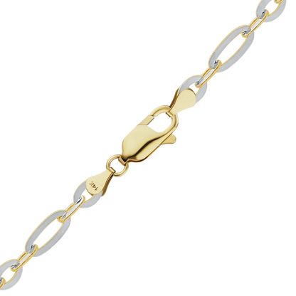 Figaro-Armband mit Diamantschliff in 14-karätigem Bicolor-Gold