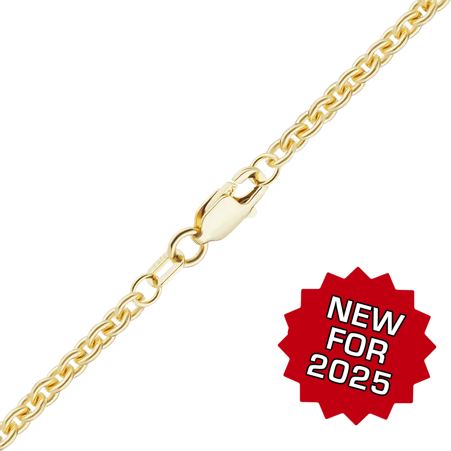 Schweres, rundes, halbmassives Kabelarmband aus 14-karätigem Gelbgold