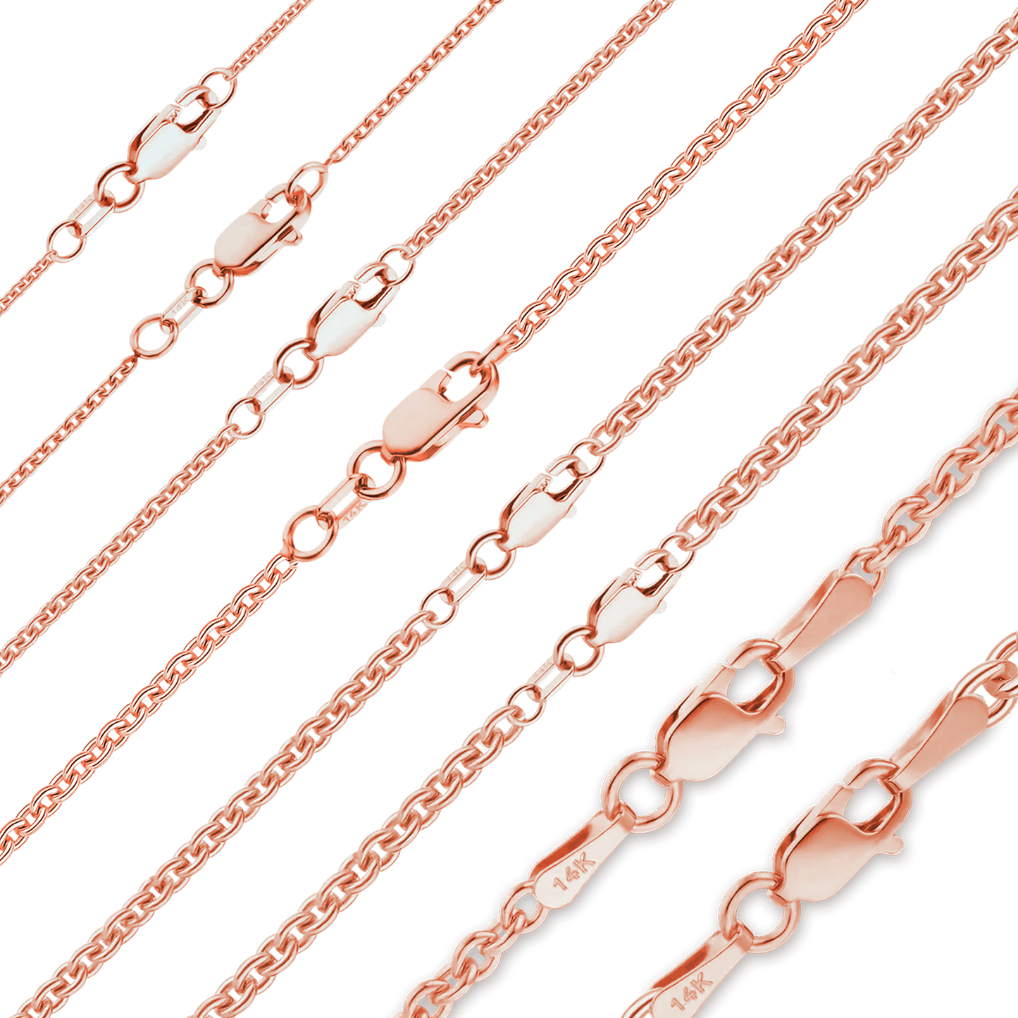 Schweres, rundes Kabelarmband aus 14-karätigem Roségold