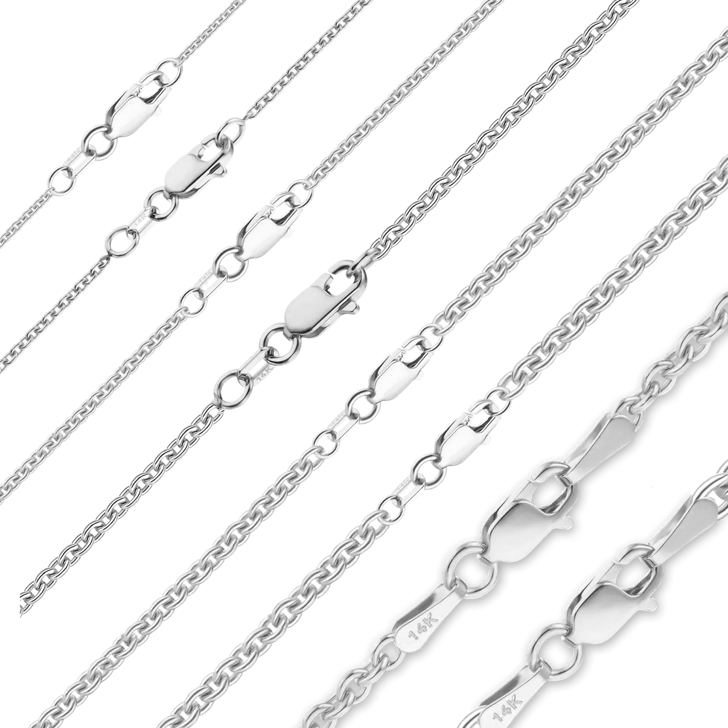 Schweres, rundes Kabelarmband aus 14-karätigem Weißgold