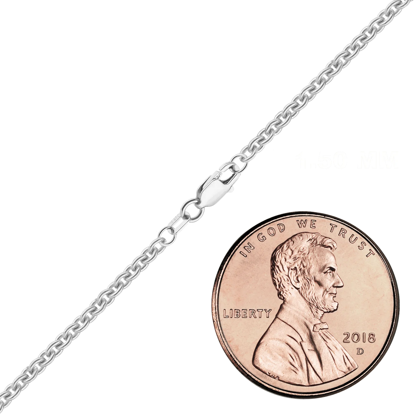 Schwere runde Kabelkette aus 14-karätigem Weißgold