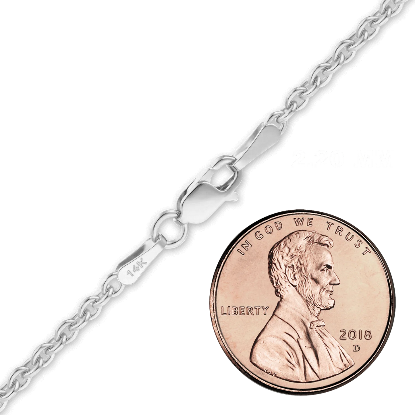 Schweres, rundes Kabelarmband aus 14-karätigem Weißgold