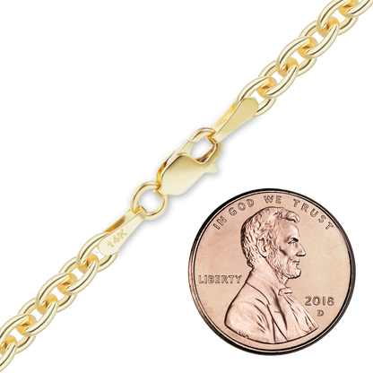 Schwere runde Kabelkette aus 14-karätigem Gelbgold