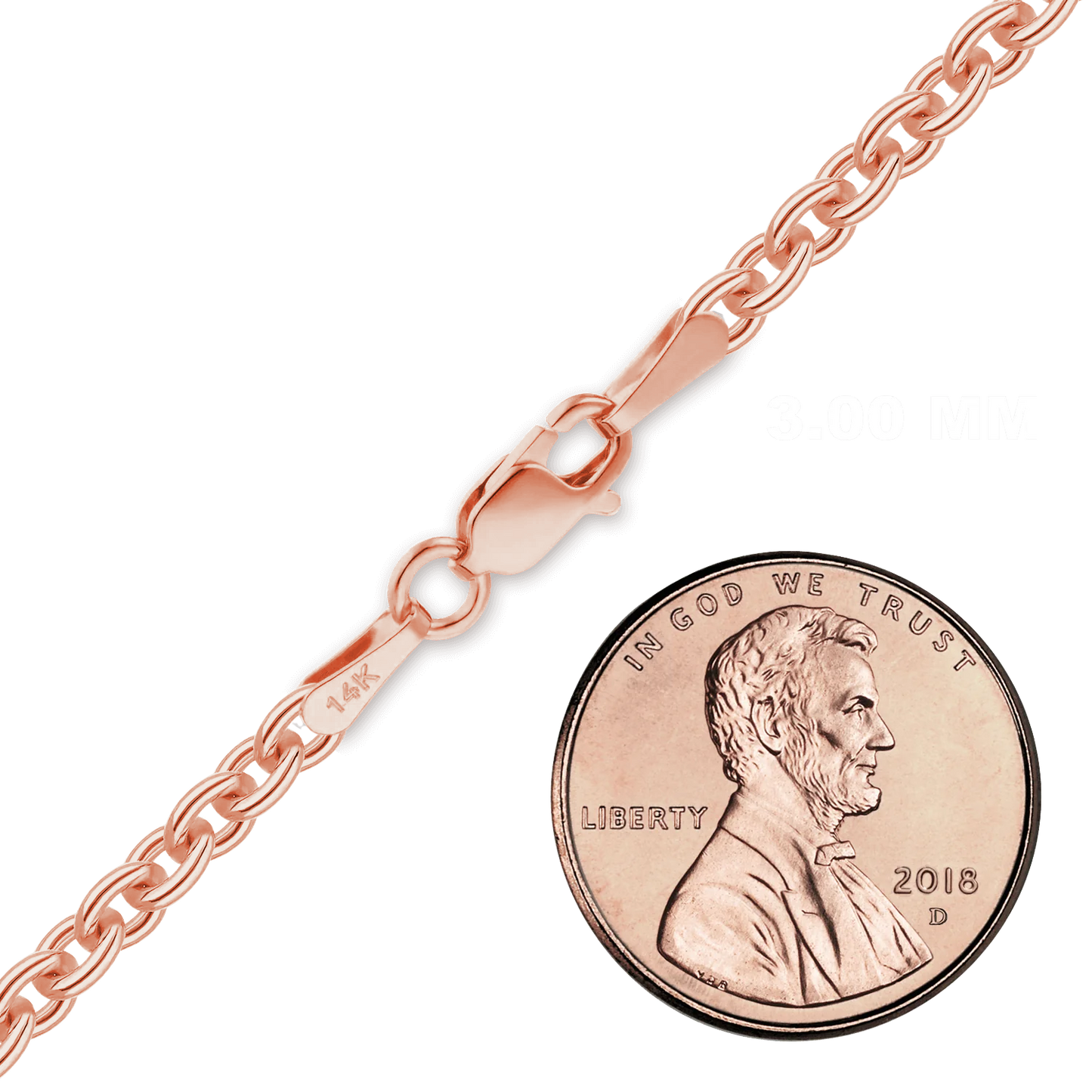 Schweres, rundes Kabelarmband aus 14-karätigem Roségold