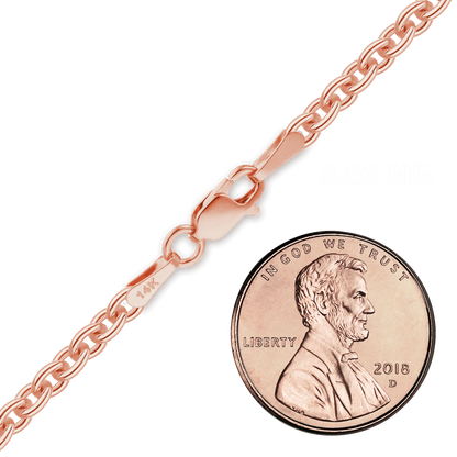 Schwere runde Kabelkette aus 14-karätigem Roségold