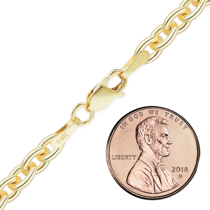 Schweres, rundes Kabel-Fußkettchen aus 14-karätigem Gelbgold