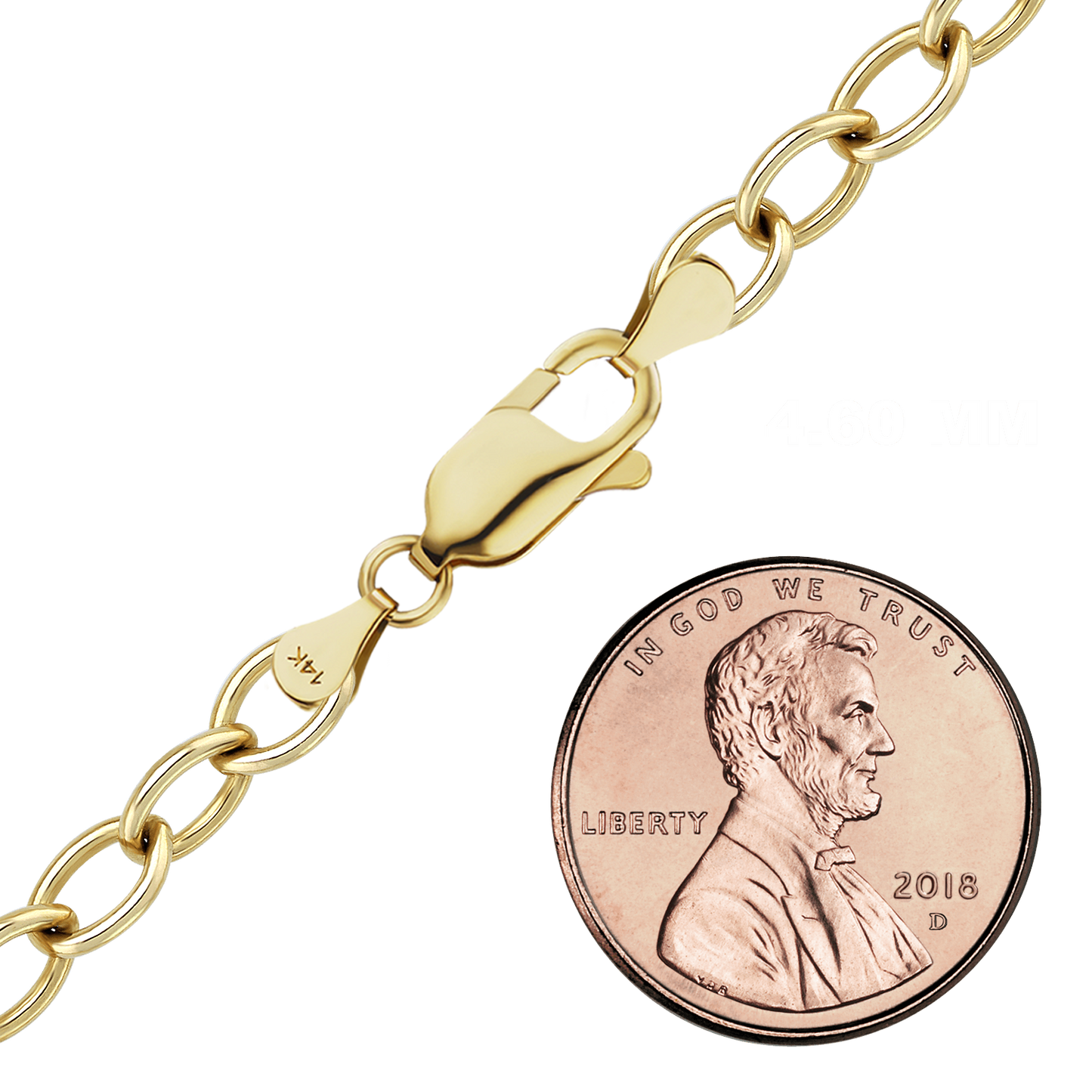 Light Round Cable Anklet in 14K Yellow Gold