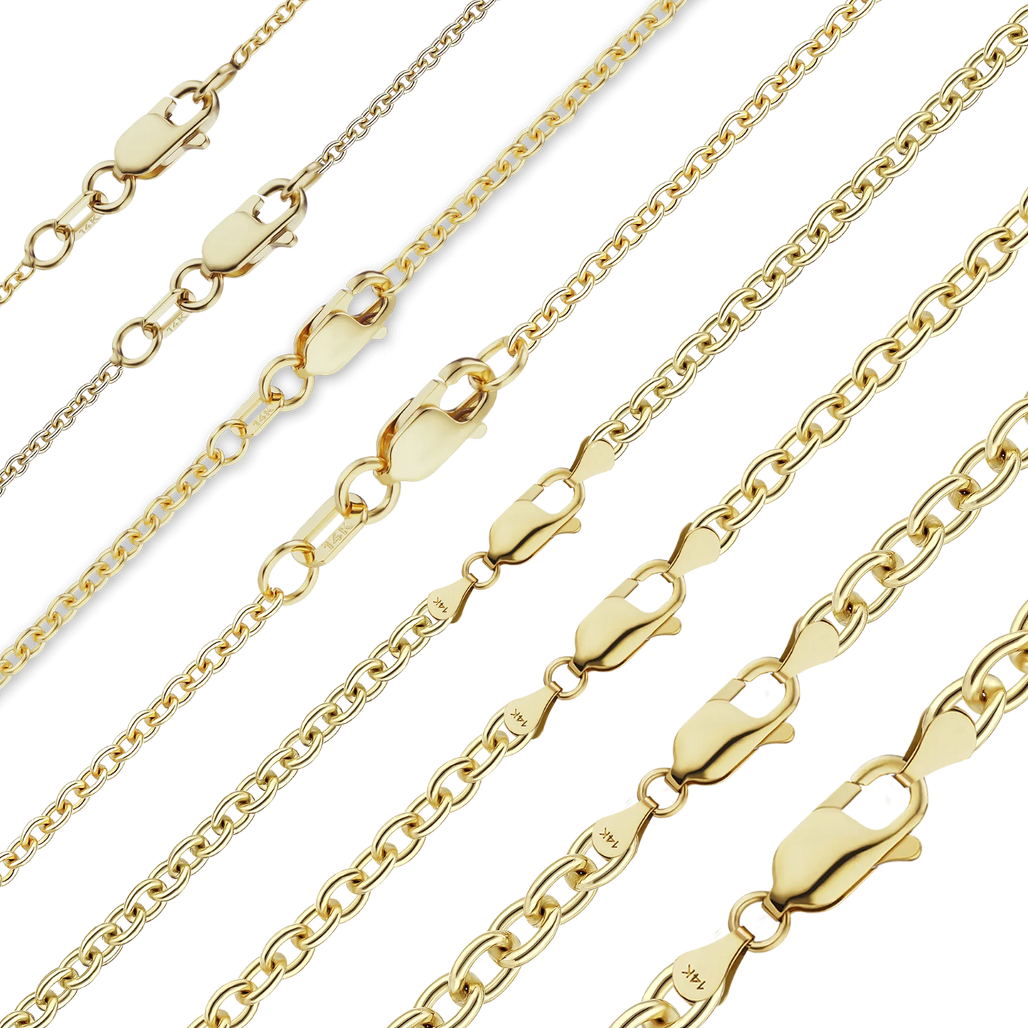 Mittelgroßes, rundes Kabelarmband aus 14-karätigem Gelbgold