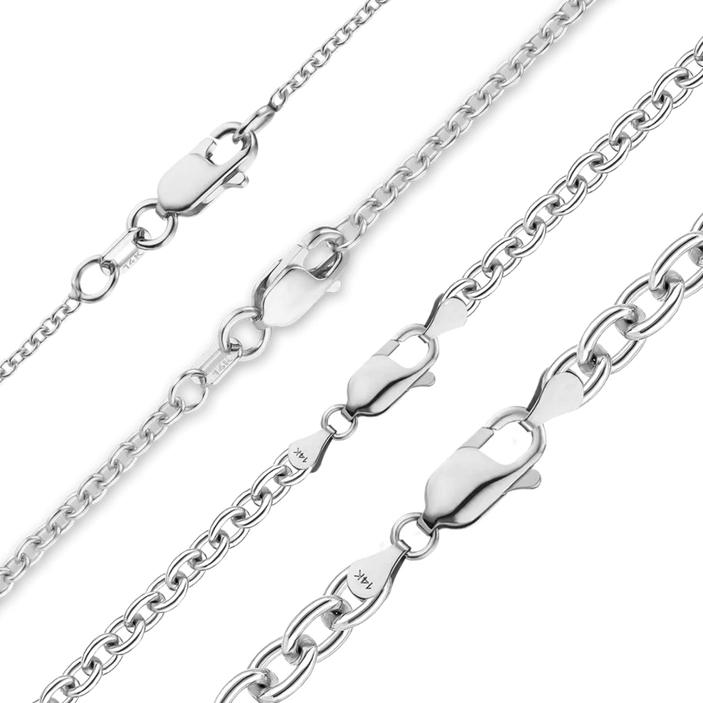 Mittelgroßes, rundes Kabelarmband aus 14-karätigem Weißgold