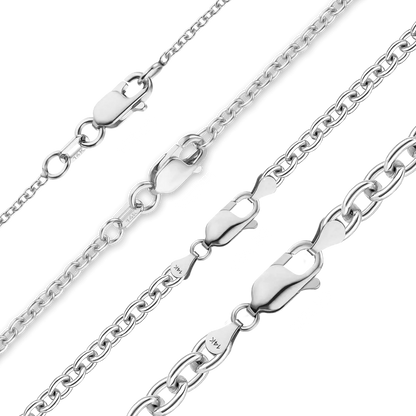 Mittelgroßes, rundes Kabelarmband aus 14-karätigem Weißgold