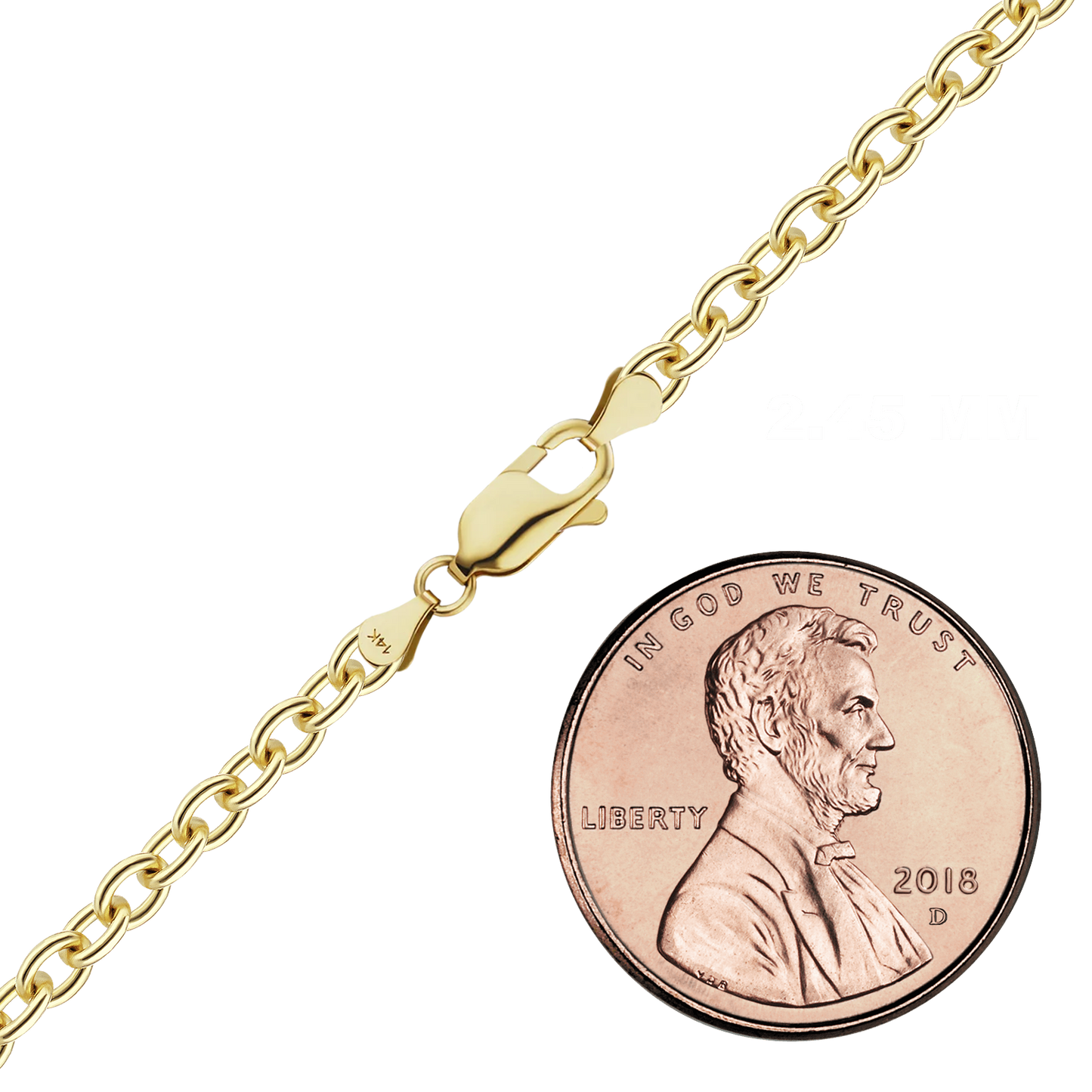 Mittelgroßes, rundes Kabelarmband aus 14-karätigem Gelbgold