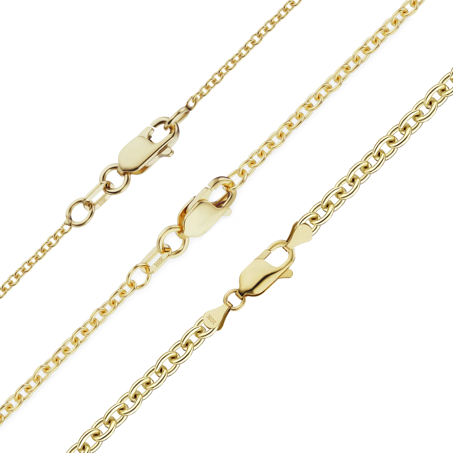 Mittelgroßes, rundes Kabelarmband aus 10-karätigem Gelbgold