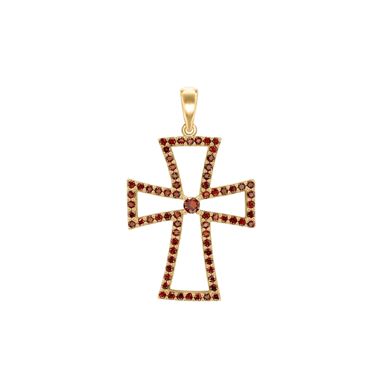 Kreuzanhänger mit Zirkonia in 18 Karat Gelbgold