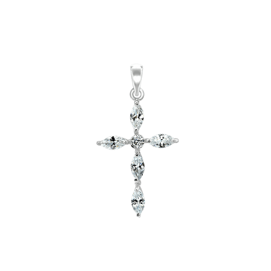 Marquise-Kreuz-Anhänger mit Zirkonia in Sterlingsilber