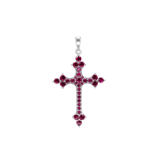 Trinity-Kreuz-Anhänger mit rosa Zirkonia in Sterlingsilber