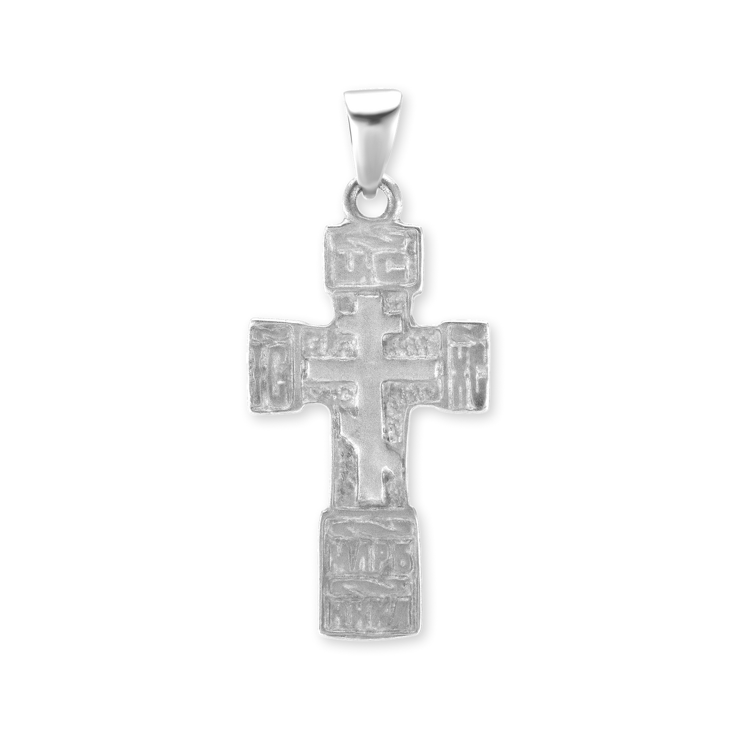 Zweifarbiger orthodoxer Kreuz- und Kruzifixanhänger aus Sterlingsilber