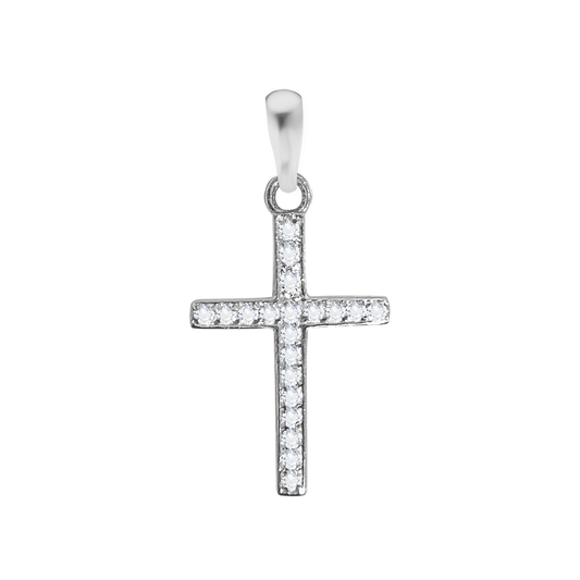 Klassischer Kreuzanhänger mit Zirkonia in Sterlingsilber