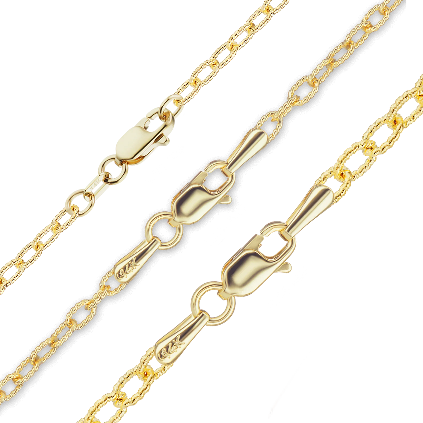 Strukturiertes Kabelarmband aus 14-karätigem Gelbgold