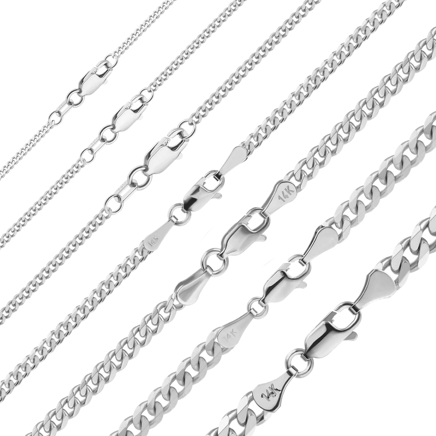 Klassisches Panzerarmband aus 14-karätigem Weißgold