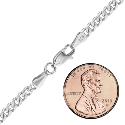 Klassische Panzerkette aus 14-karätigem Weißgold