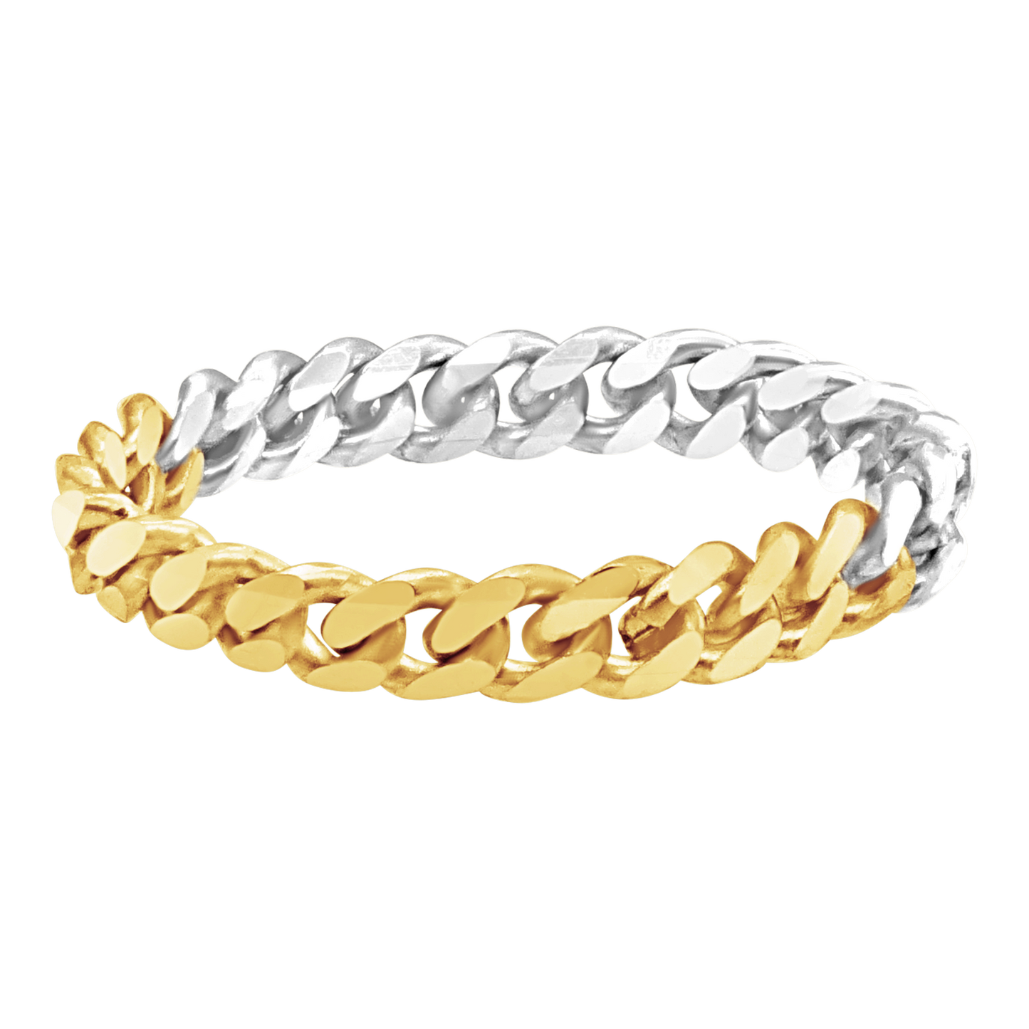 Massiver kubanischer Panzerkettenring, 14 Karat zweifarbiges Gold