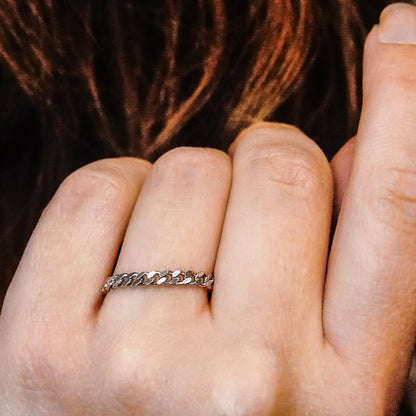 Massiver kubanischer Panzerkettenring aus Sterlingsilber