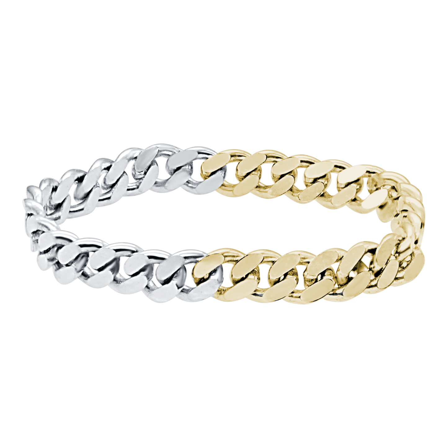 Ring aus massivem Sterlingsilber mit kubanischer Panzerkette in zweifarbiger Ausführung