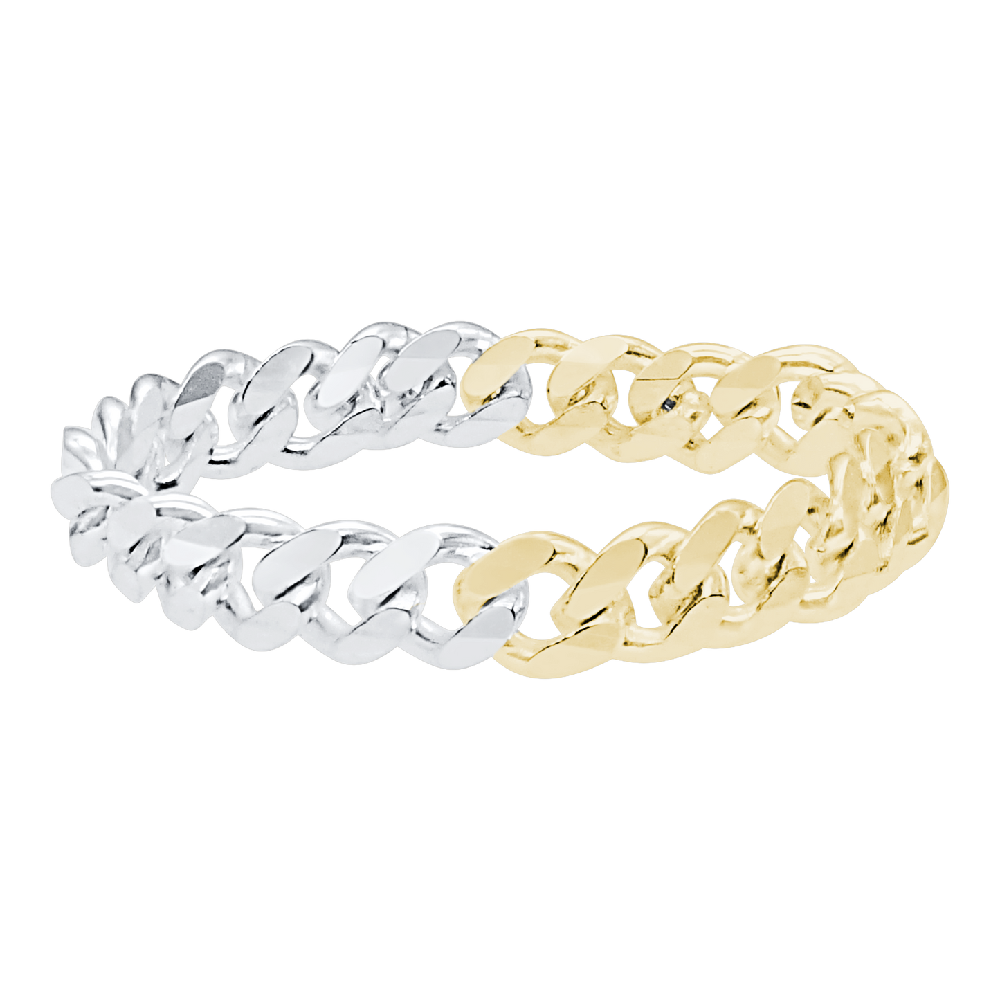 Ring aus massivem Sterlingsilber mit kubanischer Panzerkette in zweifarbiger Ausführung