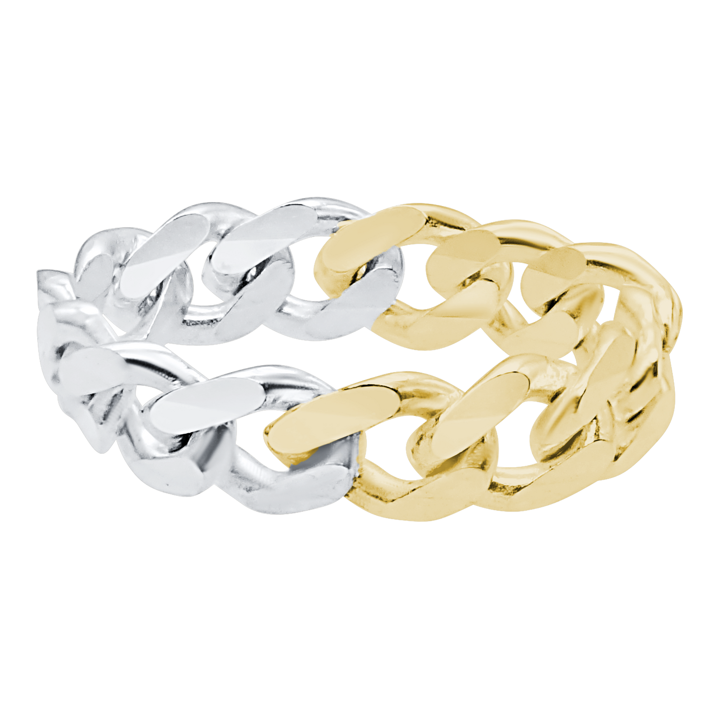 Ring aus massivem Sterlingsilber mit kubanischer Panzerkette in zweifarbiger Ausführung