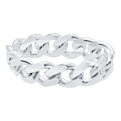 Massiver kubanischer Panzerkettenring aus Sterlingsilber