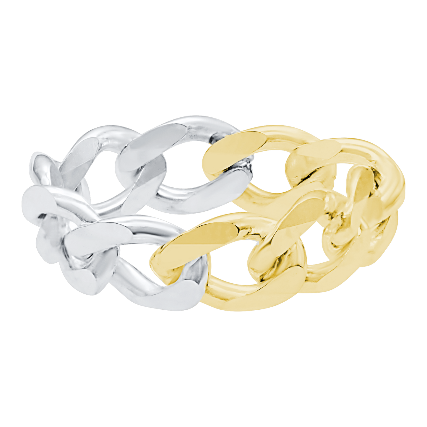 Ring aus massivem Sterlingsilber mit kubanischer Panzerkette in zweifarbiger Ausführung