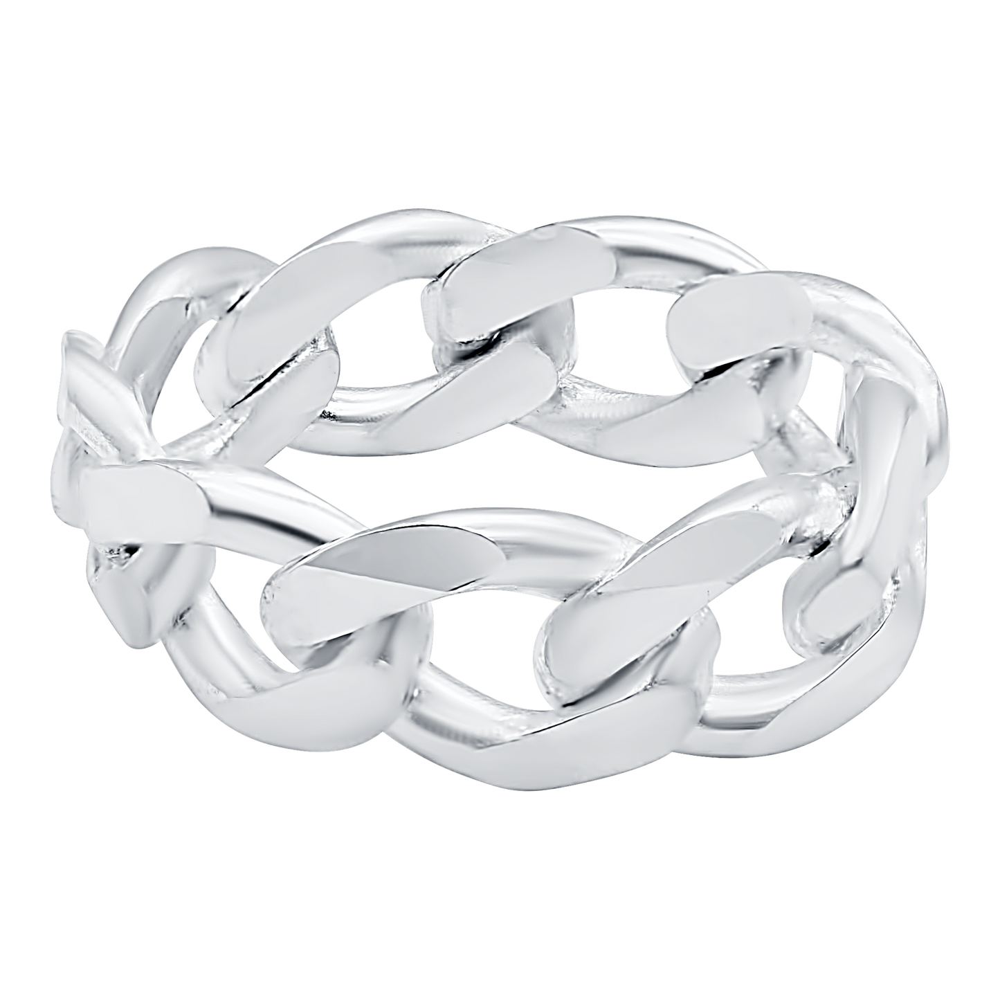 Massiver kubanischer Panzerkettenring aus Sterlingsilber