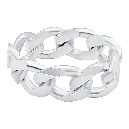 Massiver kubanischer Panzerkettenring aus Sterlingsilber