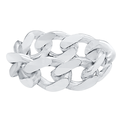 Massiver kubanischer Panzerkettenring aus Sterlingsilber