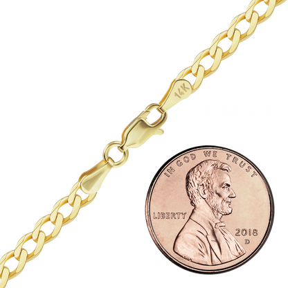 Helle Panzerkette aus 14 Karat Gelbgold