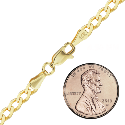 Helle Panzerkette aus 14 Karat Gelbgold