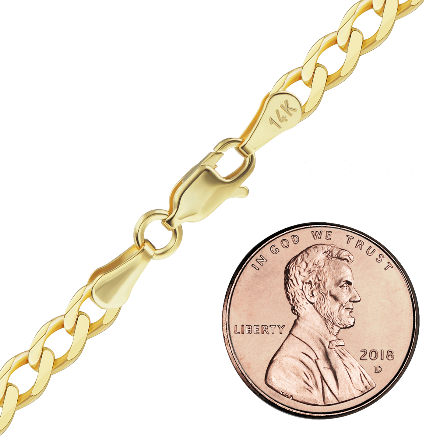 Helle Panzerkette aus 14 Karat Gelbgold