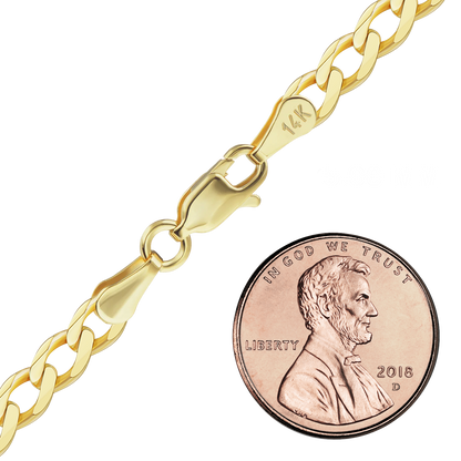 Helle Panzerkette aus 14 Karat Gelbgold