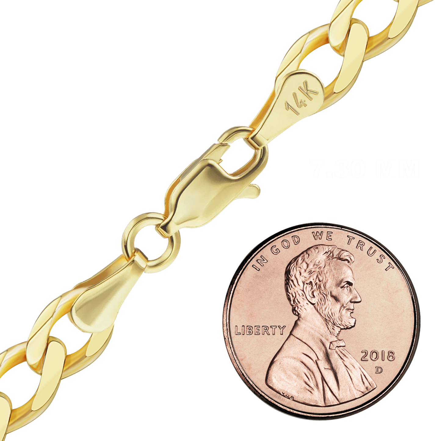 Helle Panzerkette aus 14 Karat Gelbgold